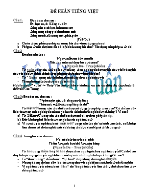 Đề luyện thi THPT môn Ngữ Văn - Phần Tiếng Việt - Lê Văn Tuấn